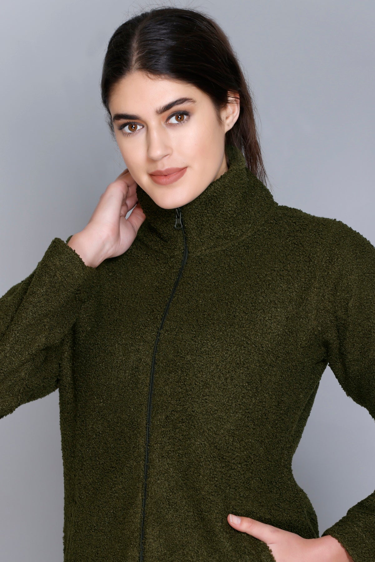 ANGELBELLS | Cloud-Soft Evergreen Sherpa Cocoon Jacket